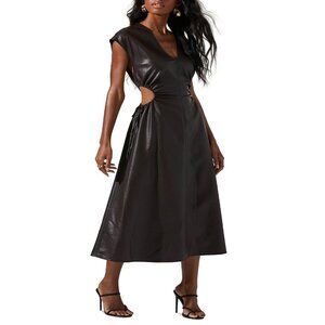ASTR The Label Women's Miranda Faux-Leather Cutout Dress Dark Brown M B4HP $158